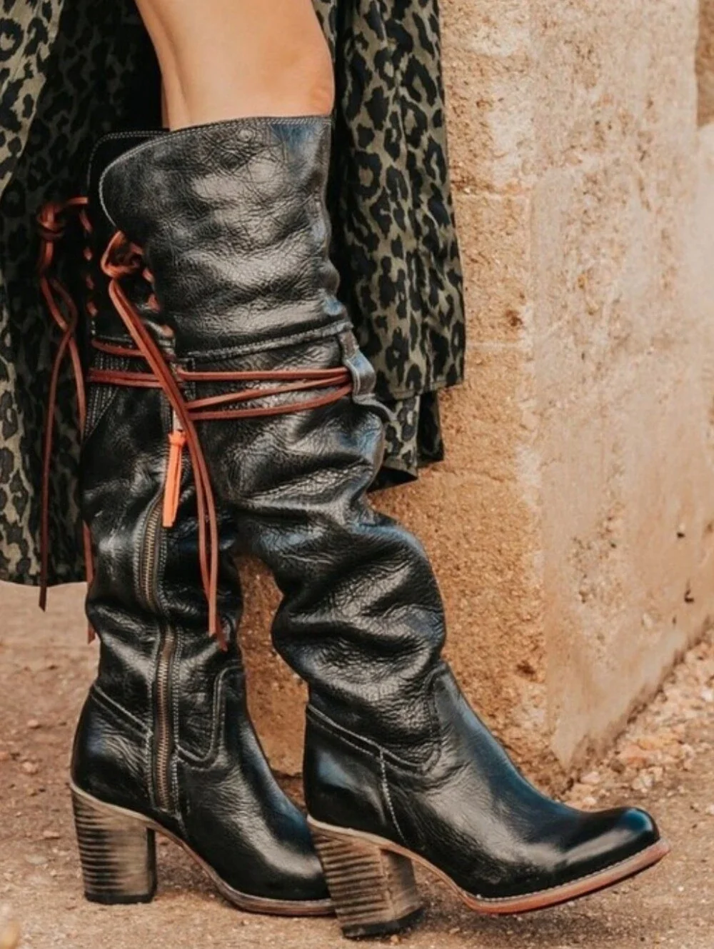 Freebird By Steven Brock Over The Knee Western Leather Boot Designer LROOM #815